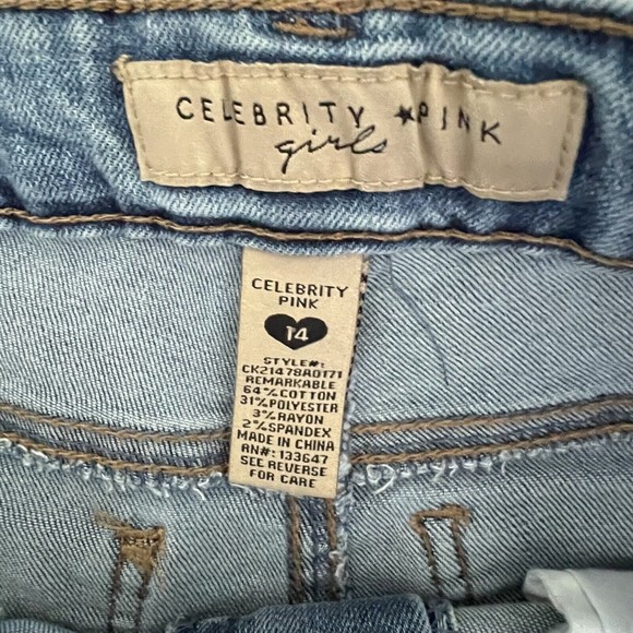 Celebrity Pink Jean Girls Sz 14 Unicorn Embroidery Pink Mid Rise Girlfriend New - Picture 11 of 16